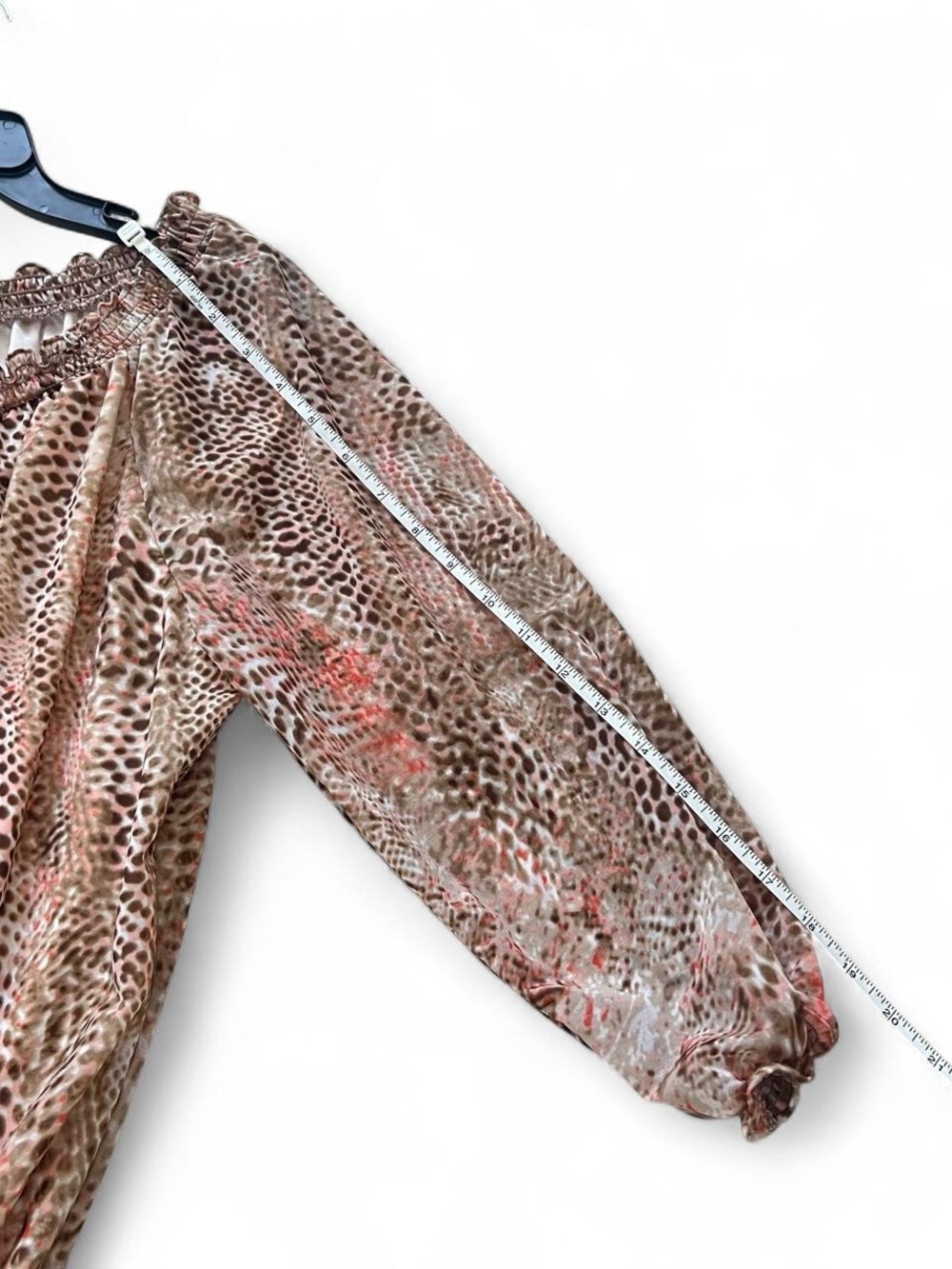 Dana Buchman Brown Animal Print Peasant Blouse - Picture 4 of 8